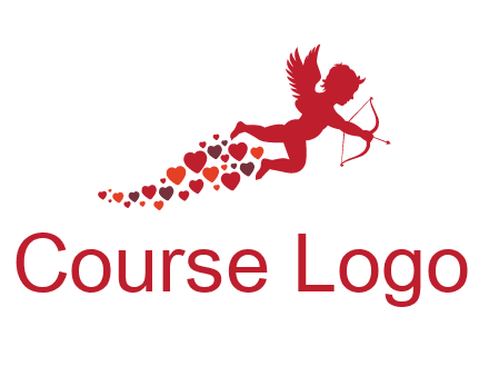 cupid logo with hearts and a bow and arrow