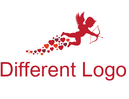 cupid logo with hearts and a bow and arrow