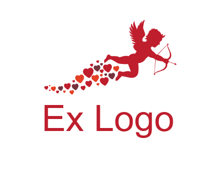 cupid logo with hearts and a bow and arrow