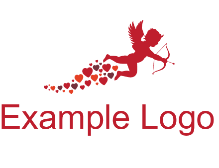 cupid logo with hearts and a bow and arrow