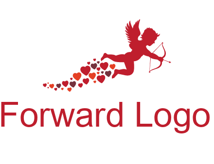 cupid logo with hearts and a bow and arrow