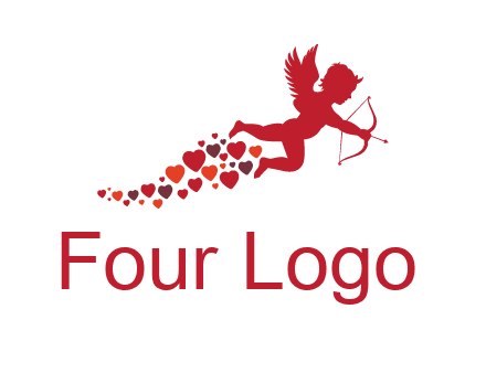 cupid logo with hearts and a bow and arrow