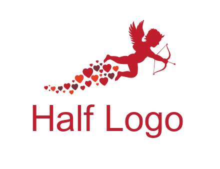 cupid logo with hearts and a bow and arrow