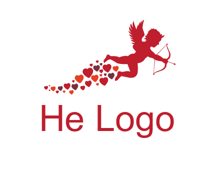 cupid logo with hearts and a bow and arrow