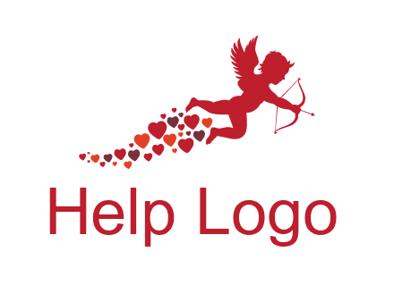 cupid logo with hearts and a bow and arrow