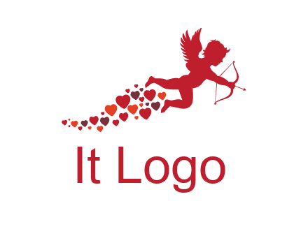 cupid logo with hearts and a bow and arrow