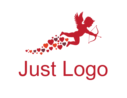 cupid logo with hearts and a bow and arrow