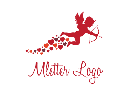 cupid logo with hearts and a bow and arrow