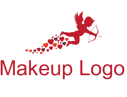 cupid logo with hearts and a bow and arrow