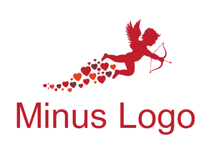 cupid logo with hearts and a bow and arrow