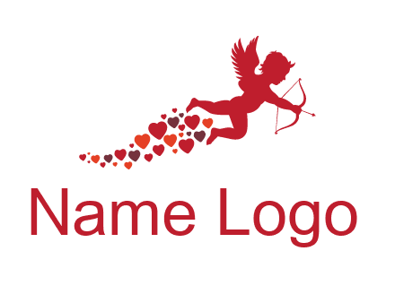 cupid logo with hearts and a bow and arrow