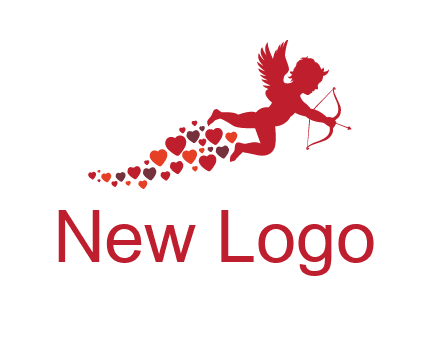 cupid logo with hearts and a bow and arrow
