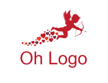 cupid logo with hearts and a bow and arrow