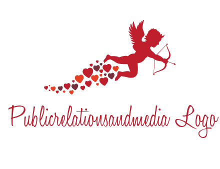 cupid logo with hearts and a bow and arrow