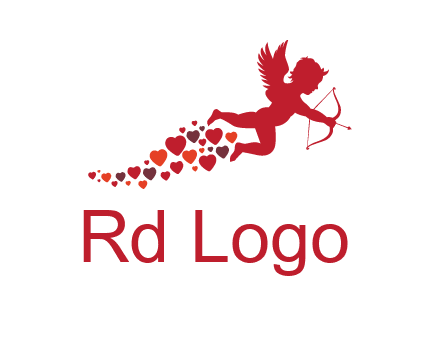 cupid logo with hearts and a bow and arrow