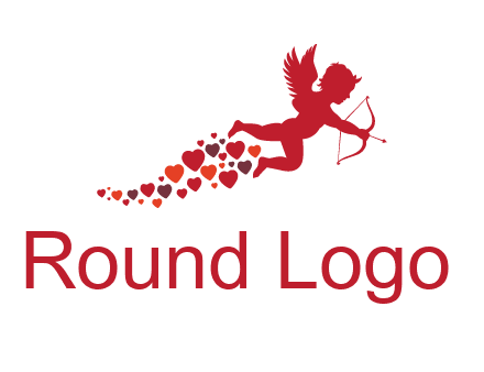 cupid logo with hearts and a bow and arrow