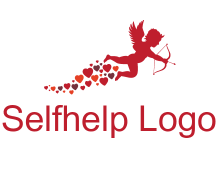 cupid logo with hearts and a bow and arrow