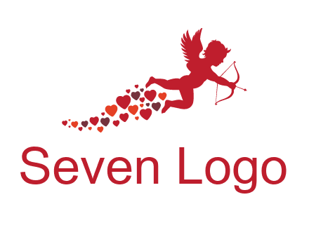 cupid logo with hearts and a bow and arrow