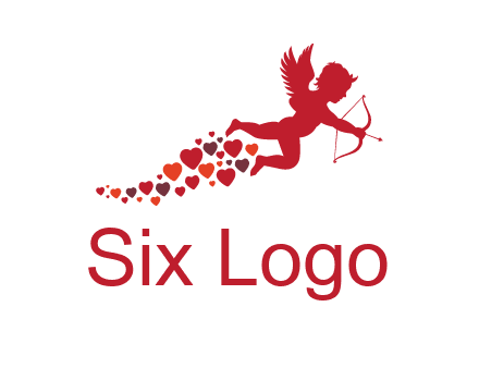 cupid logo with hearts and a bow and arrow