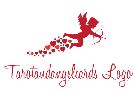 cupid logo with hearts and a bow and arrow