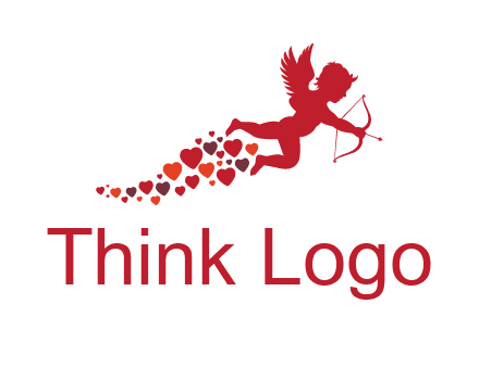 cupid logo with hearts and a bow and arrow