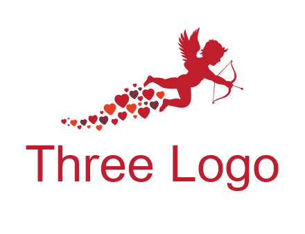 cupid logo with hearts and a bow and arrow