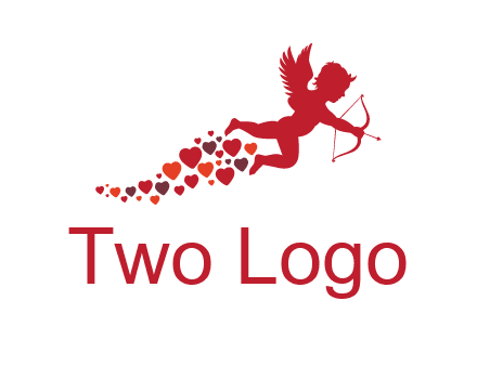 cupid logo with hearts and a bow and arrow