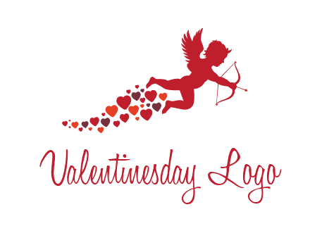 cupid logo with hearts and a bow and arrow