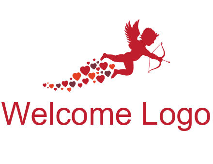 cupid logo with hearts and a bow and arrow