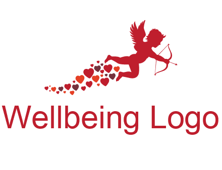 cupid logo with hearts and a bow and arrow