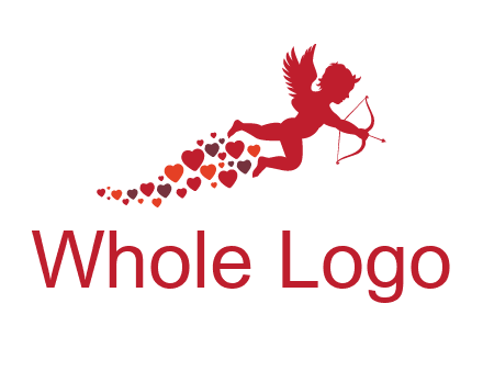 cupid logo with hearts and a bow and arrow