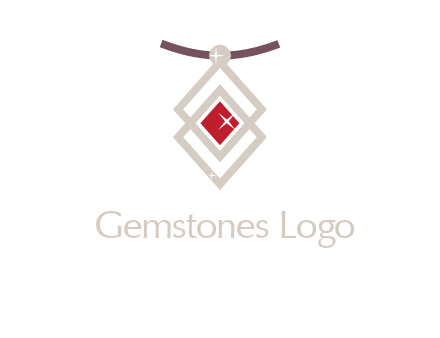 necklac with a diamond shaped ruby logo