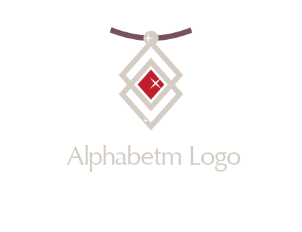 necklac with a diamond shaped ruby logo