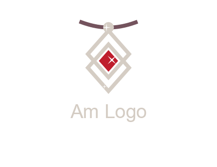 necklac with a diamond shaped ruby logo
