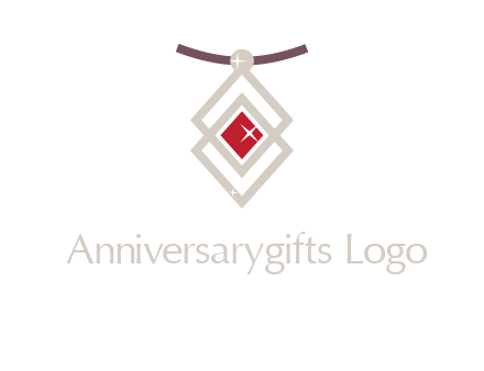 necklac with a diamond shaped ruby logo