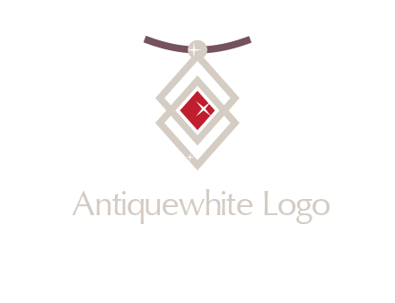 necklac with a diamond shaped ruby logo