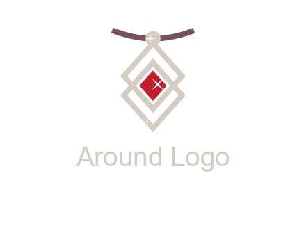 necklac with a diamond shaped ruby logo