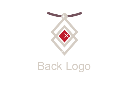 necklac with a diamond shaped ruby logo