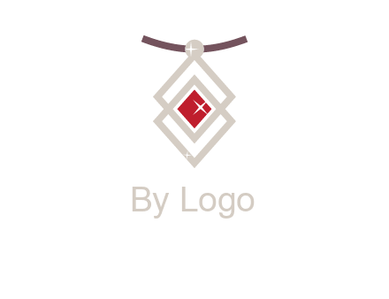 necklac with a diamond shaped ruby logo