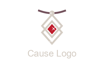 necklac with a diamond shaped ruby logo