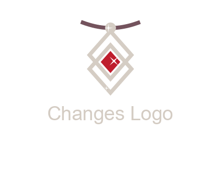 necklac with a diamond shaped ruby logo