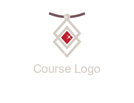 necklac with a diamond shaped ruby logo