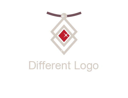 necklac with a diamond shaped ruby logo