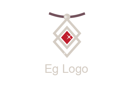 necklac with a diamond shaped ruby logo