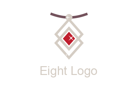 necklac with a diamond shaped ruby logo