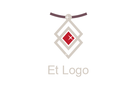 necklac with a diamond shaped ruby logo