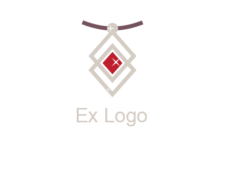 necklac with a diamond shaped ruby logo