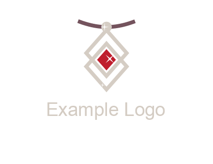 necklac with a diamond shaped ruby logo