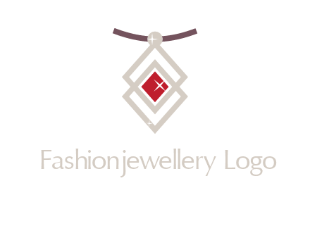 necklac with a diamond shaped ruby logo