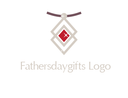 necklac with a diamond shaped ruby logo